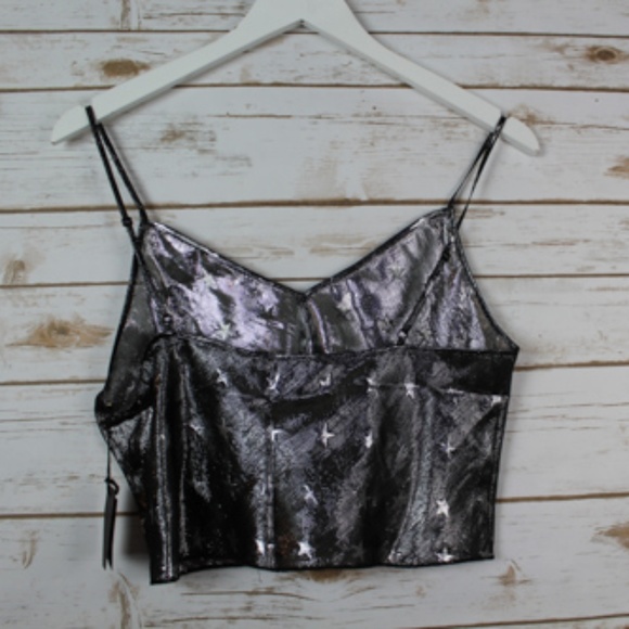 Anna Sui Silver Grey Metallic Star Crop Tank - Picture 3 of 5
